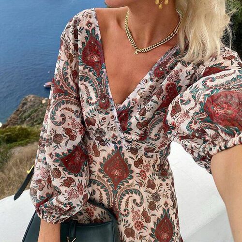 Vneck Boho Long Dress Fashionable Elegant for Ladies in 2025