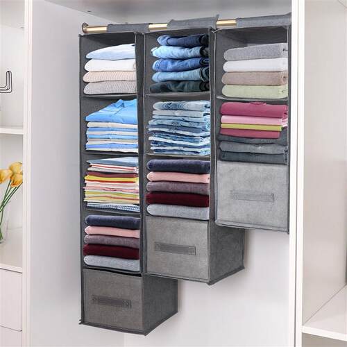 Hanging Closet Rack Shelf Tidy Hanger Wardrobe Storage Organ