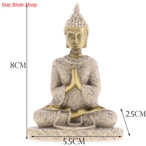 MagiDeal The   Sandstone Meditation Buddha Statue Sculpture