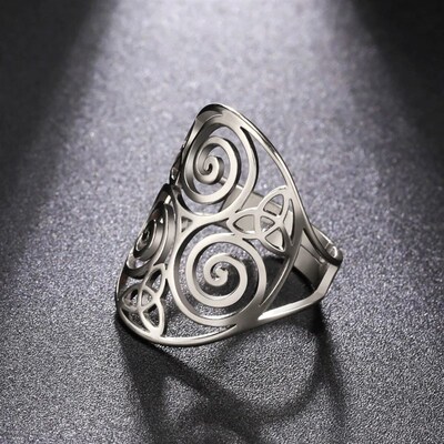 Triskel Triskelion Amulet Adjustable Rings for Men Women Cel