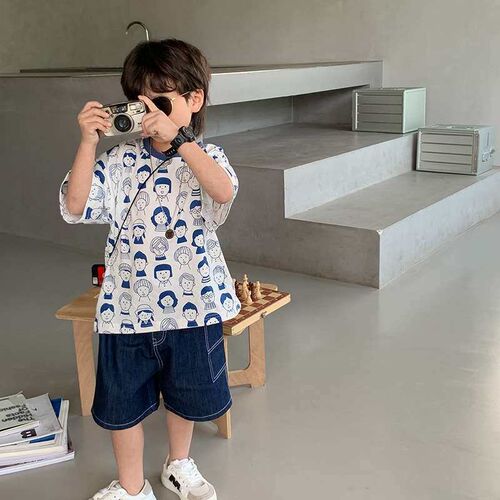 Childrens Pants Boys Summer New Handsome Loose Denim Shorts