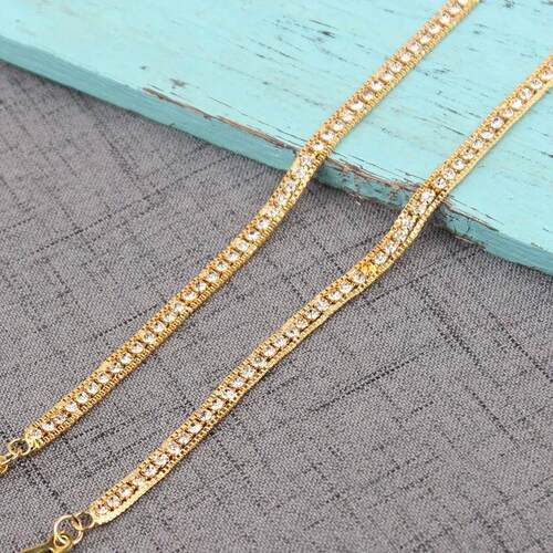 1 Pair Adjustable Shoulder Straps Shiny Crystal Bra Chain Wo
