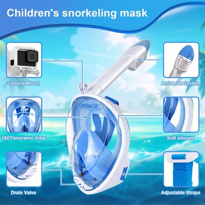Childrens Full Face Snorkelling Mask Wide Field of View Ant