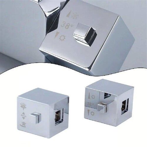 1 Pair Square Shower Temperature Control Handle Knob Chrome