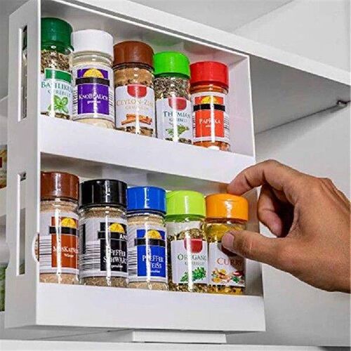 2 Layer Storage Kitchen Rotating Organize Spices Jar Bottle