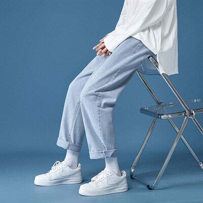Jeans mens straight loose summer new mens thin section cas