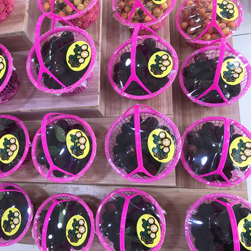 杨梅篮子塑料圆篮1-斤装草莓篮水果采摘圆篮子圆形塑料框杨梅框