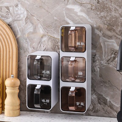 No Punch-free Seasoning Box Drawer Kitchen Shelf Wall-mounte