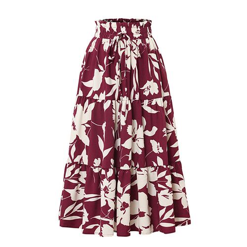 Independent Station Printed A-line Skirt High-end Pleated Sk