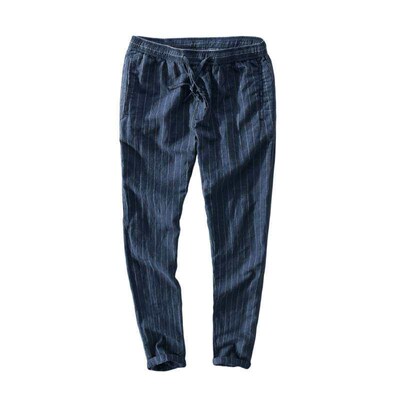 Linen Pants Mens Summer Thin Casual Pants Loose Striped Pan