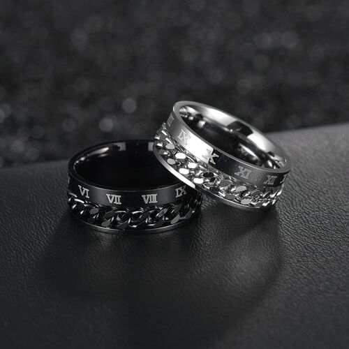 Cool Anti Sress Rotate Freely Chain Rings For Men Stainless