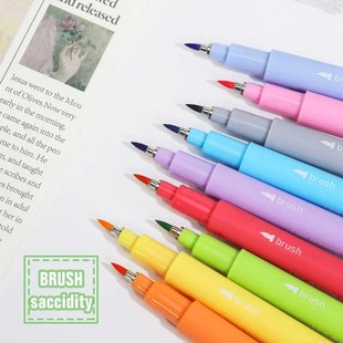 12 Pastel Colors Arts Calligraphy Brush Pen Brush Tip Marker