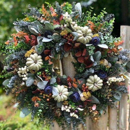 Halloween Autumn Wreath Maple Leaf Pumpkin Door Hanging