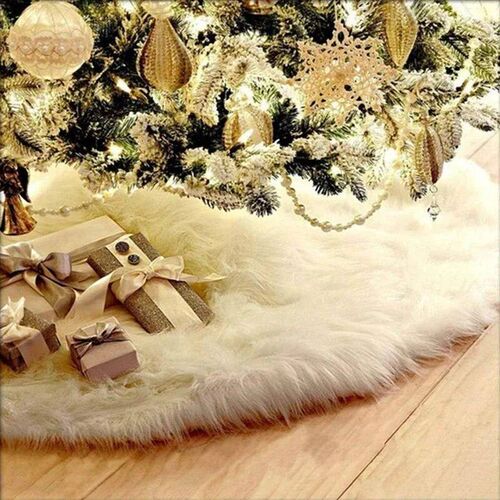 78/90/122cm Christmas Tree Skirts White Plush Mat Navidad Pl