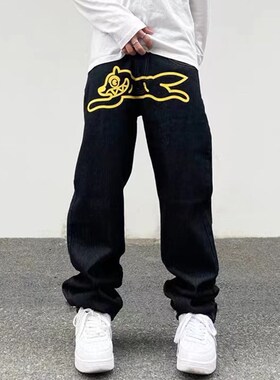 2023 Ropa Dog Print Sreetwear Men Hip Hop Baggy Jeans Pants