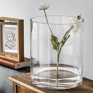 宽口花瓶玻璃大口径阔口广口敞口超大大号粗口大型特大号落地