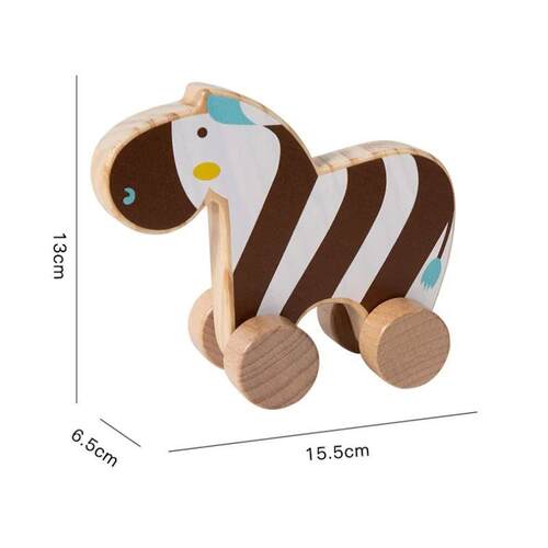 Wooden Baby Car Toys Beech Wooden Animal Cartoon Car Teether