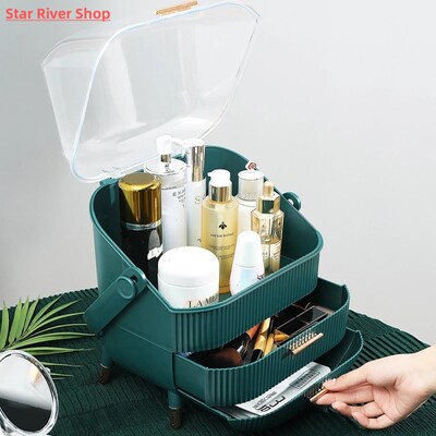 Fashion Big Capacity Cosmetic Storage Box Waterproof Dustpro