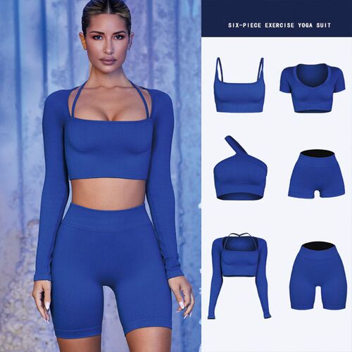 QRWR Seamless Ribbing Yoga Clothing Fitness Clothing Long Sl