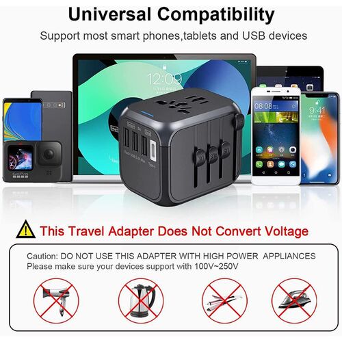 International Universal Travel Adapter 3 USB &Type-C Outlet
