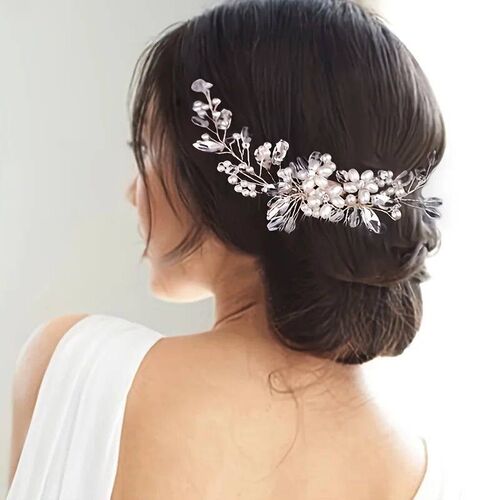 Crystal Rhinestone Flower Pearl Hair Comb Headband Tiara Hai