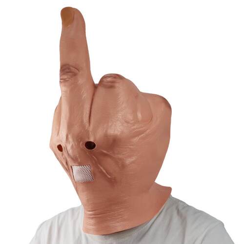 Halloween latex mask headgear万圣节鄙视竖中指乳胶面具