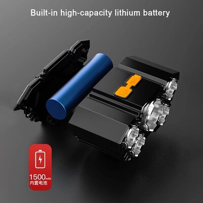 High Power 5 LED Headlamp Usb Rechargeable 18650 Built-in ba