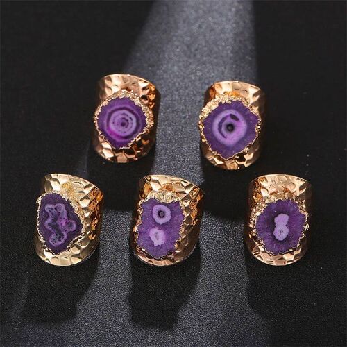 Boho Irregular Natural Stone Agate Slices Sunflower Wide Ope