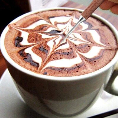 Double Head Lattes Coffee Arts Pen Handle Stainless Steel