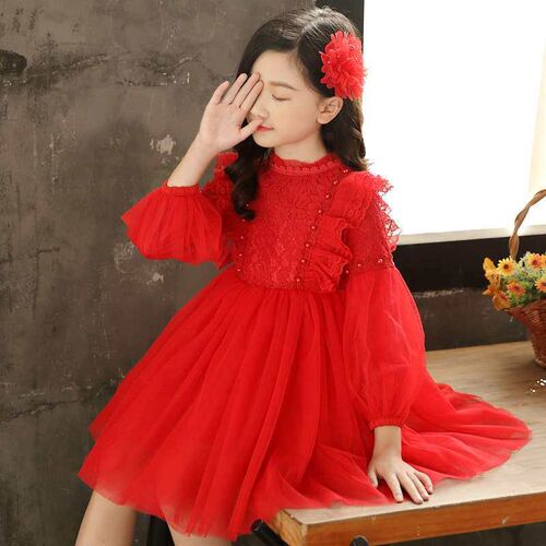 Girls Dress for Spring and Summer Big Childrens Puff Sleev