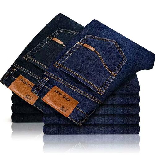 Autumn and Winter Jeans Mens Slim-fit Straight Denim Pants