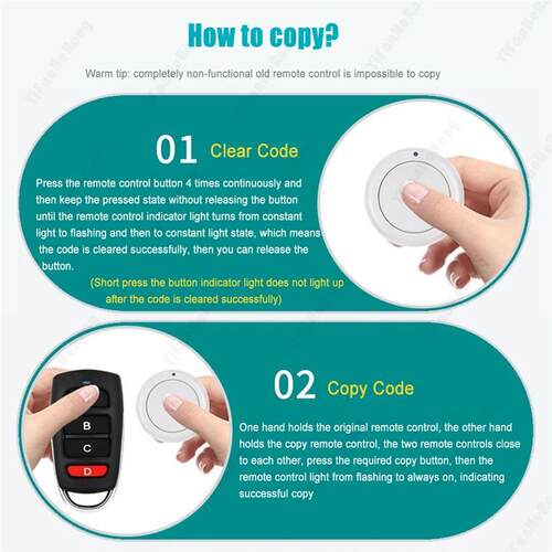 Smart 433.92MHz Cloning Code Transmitter Auto Copy Remote Co
