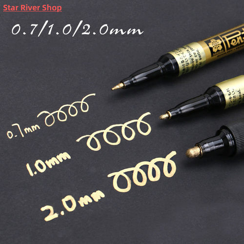 Silver Gold Permanent Metallic Marker Pens 0.7/1.0/2.0mm Stu