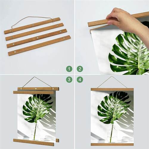 1PC Magnetic Wooden Picture Hanger Frames Poster Photos Wall