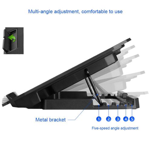 Metal Laptop Cooler Cooling Pad Adjustable Speed 2 USB Ports