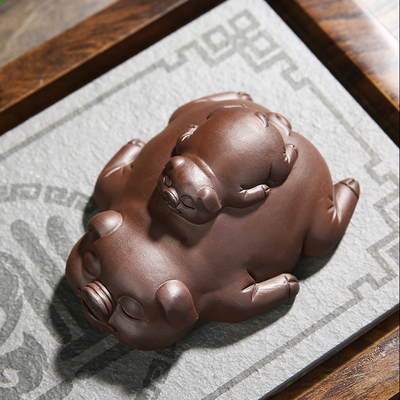 茶宠摆件紫砂猪八戒可养招财茶台茶桌配件猪茶道茶几茶玩可爱小猪