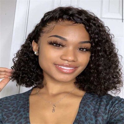 Star Fion Wig Short Curly Hair Black Mid Small Roll Chemical