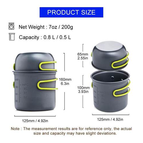 Outdoor Camping Set 1-2 Persons Foldable Portable Cooking Ta