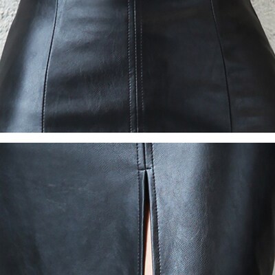 Aachoae Black PU Leather Skirt Women 2022 New Midi Sexy High