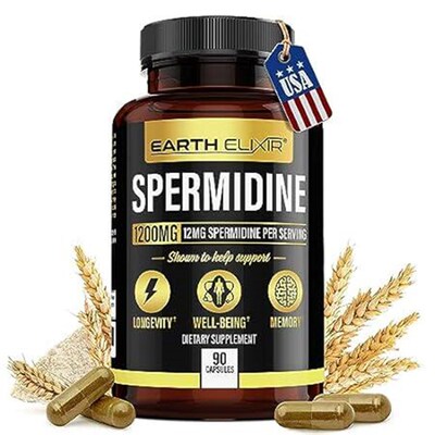 Earth Elixir Spermidine Supplements 1200mg (90 Capsules)