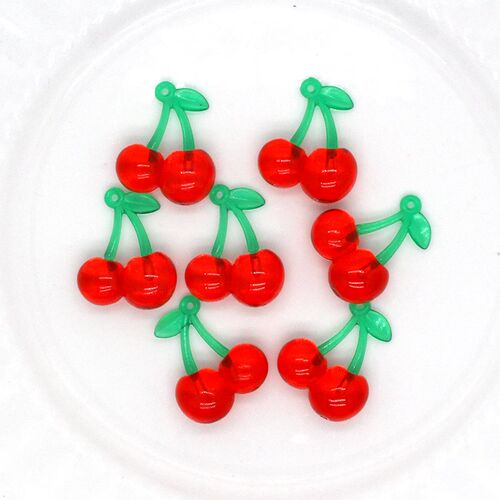 10pcs Clear Fruit Acrylic Cherry Earring Charms DIY INS Fash