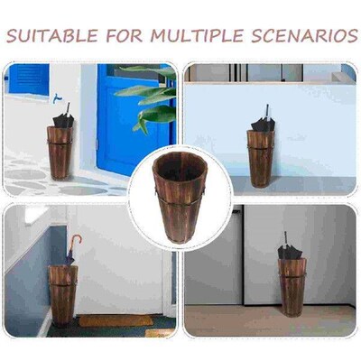 Wooden Umbrella Bucket Stand for Outdoor Rack Stands