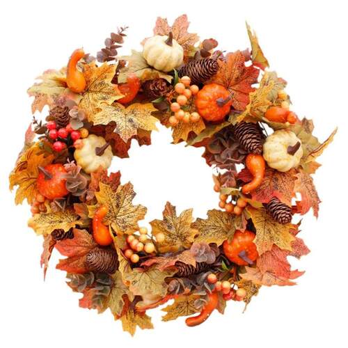 1PCS Fall Wreaths for Front Door Autumn Wreath with Berry Pu