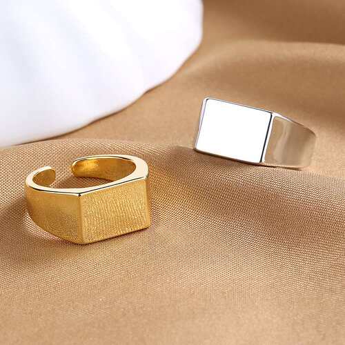 Fashion personality mens wide-faced ring rectangular simple