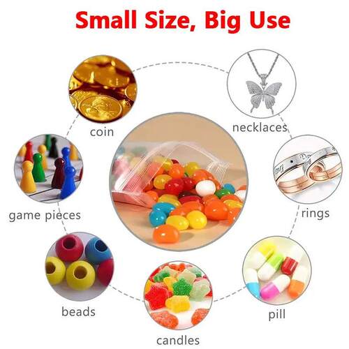 100Pcs Thicken Zipper Sealed Bags Clear Plastic Storage Bag