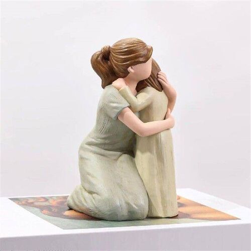 Mom and Daughter Statue Resin Art Crafts Desktop Ornament