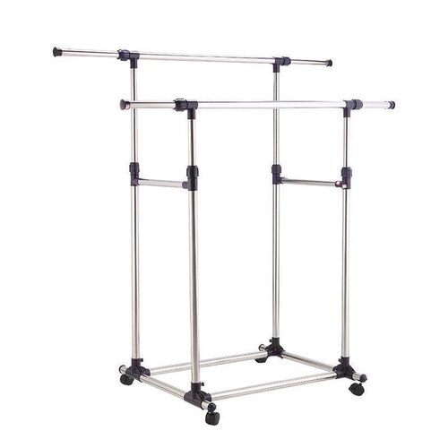 Parallel bars floor drying rack with pulley movable indoor