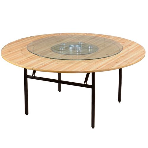 家用酒店实木杉木大圆桌面饭店宴会圆桌酒席折叠圆形餐桌圆台面板