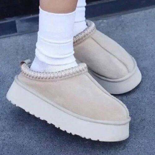 2025 New Winter Womens Short Plush Flats Snow Boots Warm Su