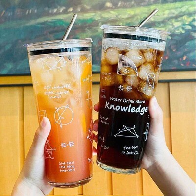 1000ml Large Capacity Mathematical Pattern Clear Glass Cup U